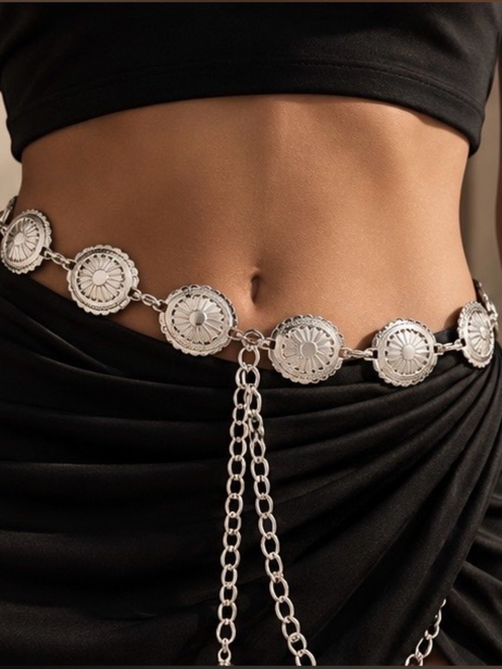 Silver Concho Chain Hip Belt